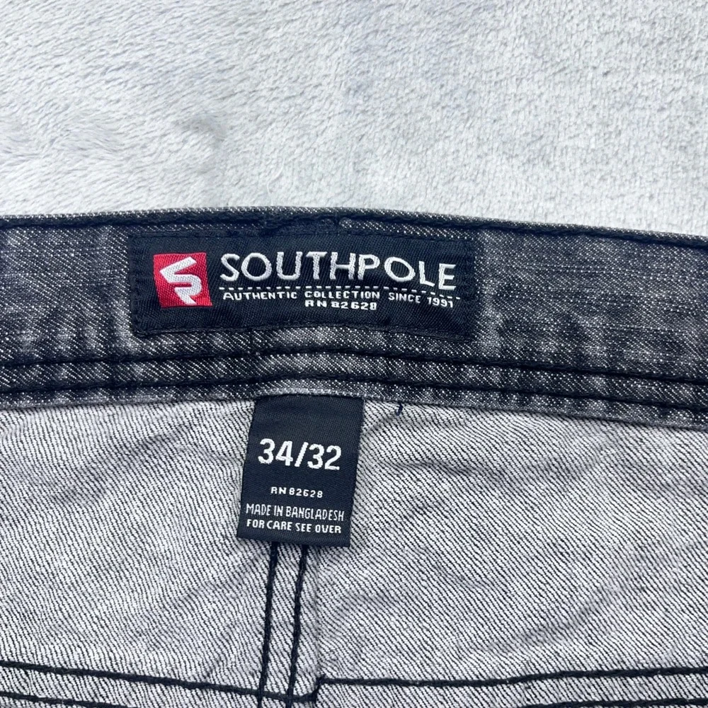 Southpole Distressed Denim Jeans Men's Sz 34 Black Gray‎ Ripped Grunge Western